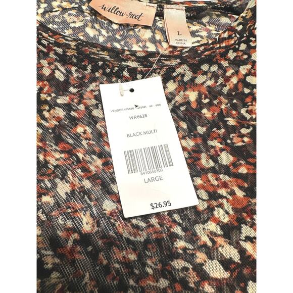 Willow & Root Abstract Print Long Sleeve Sheer Top Size Large - Picture 4 of 8